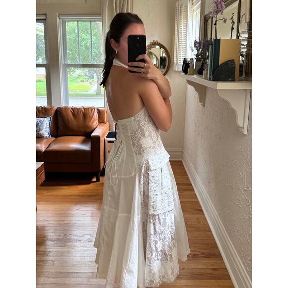 IN EARNEST by Byron Lars Halter Utility White Midi Dress Size 6 NEW - Picture 3 of 10